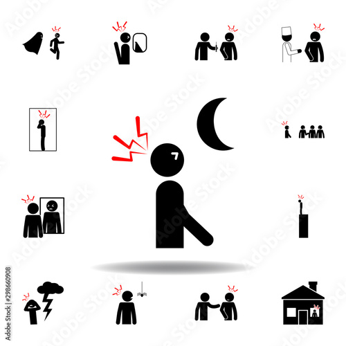 selenophobia, moon, fear icon on white background. Can be used for web, logo, mobile app, UI, UX