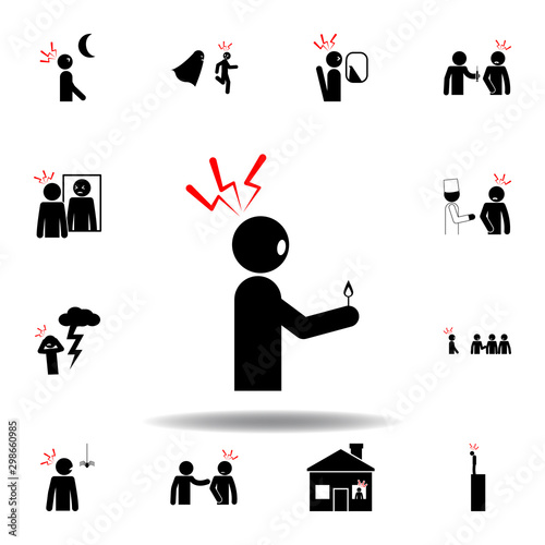 pyrophobia, fire icon on white background. Can be used for web, logo, mobile app, UI, UX