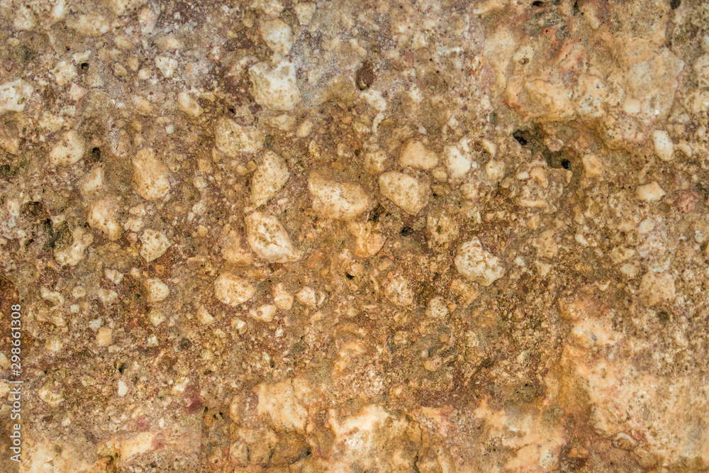 Stone texture. Beige rock background. Surface of the rock. Close up of ...