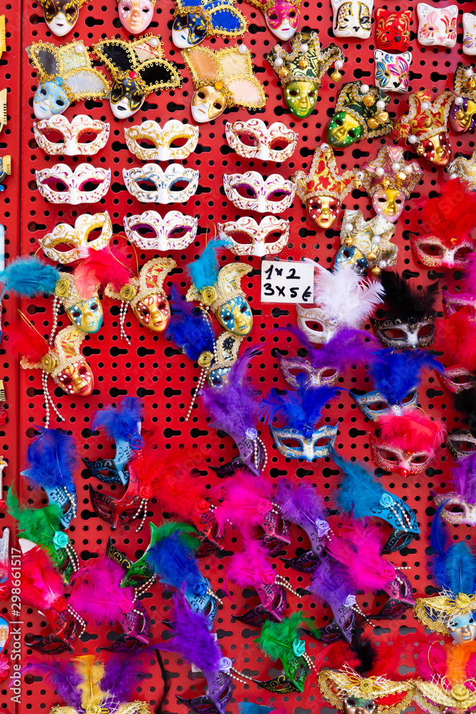 Carnival masks in souvenir shop of Venice