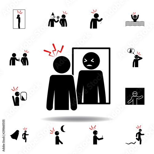 catoptrophobia, fear, mirrors icon on white background. Can be used for web, logo, mobile app, UI, UX