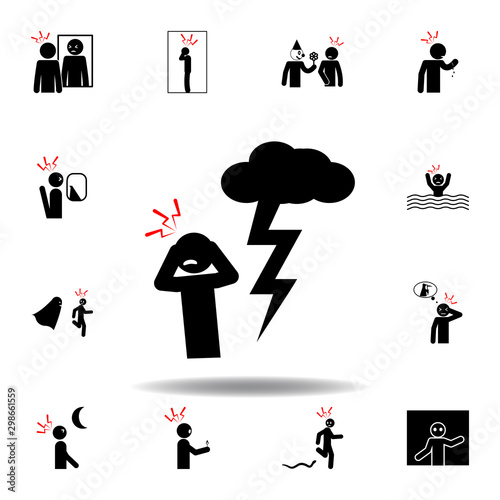 astraphobia, fear icon on white background. Can be used for web, logo, mobile app, UI, UX
