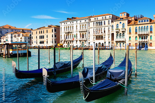 Panorama of Grand canal with boats and gondolas on sunny summer day in Venice. Italy © JackF