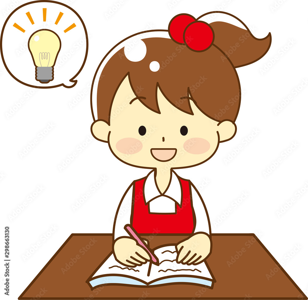 Child going to the desk Child going to the desk