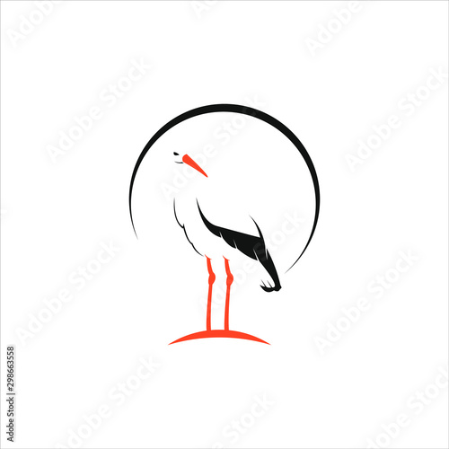 stork logo simple cartoon standing crane vector