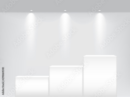 Mock up Realistic Empty Shelf to Table Podium for interior to Show Product with Spotlight and shadow background illustration