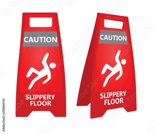 Red slippery floor sign. vector illustration