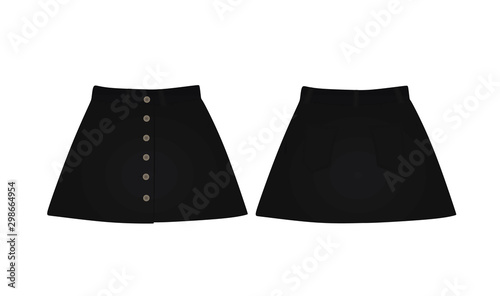 Black denim skirt. vector illustration