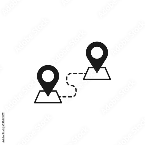 Location icon. Two Pin signs Isolated on white background. Navigation map, gps, direction, route symbols for perfect mobile application and website UI design.