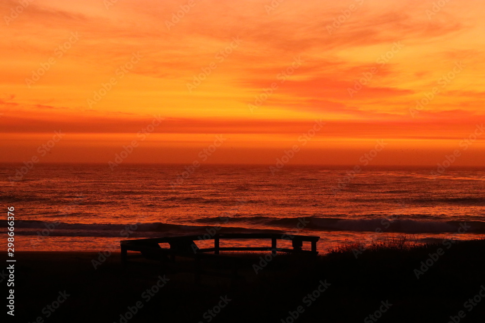Sunset at Moonstone beach in Cambria 