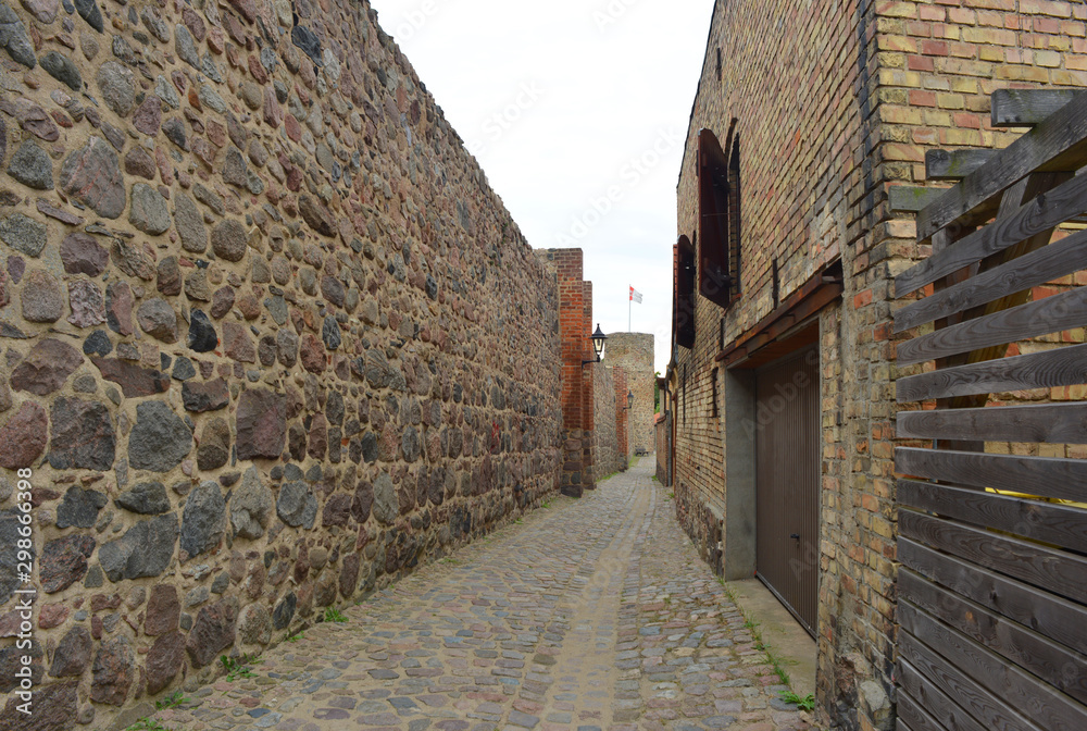 medieval town wall and path in Templin, Germany