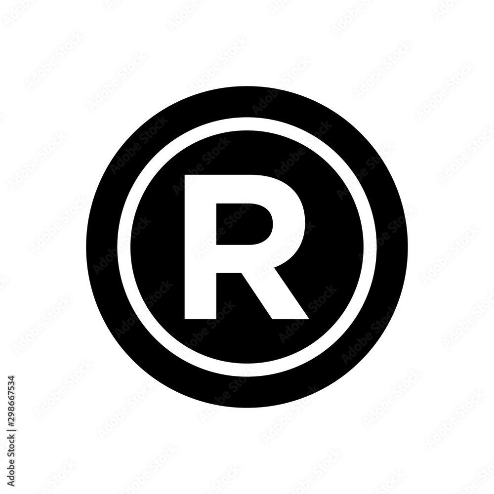 Registered trademark symbol icon vector on white background