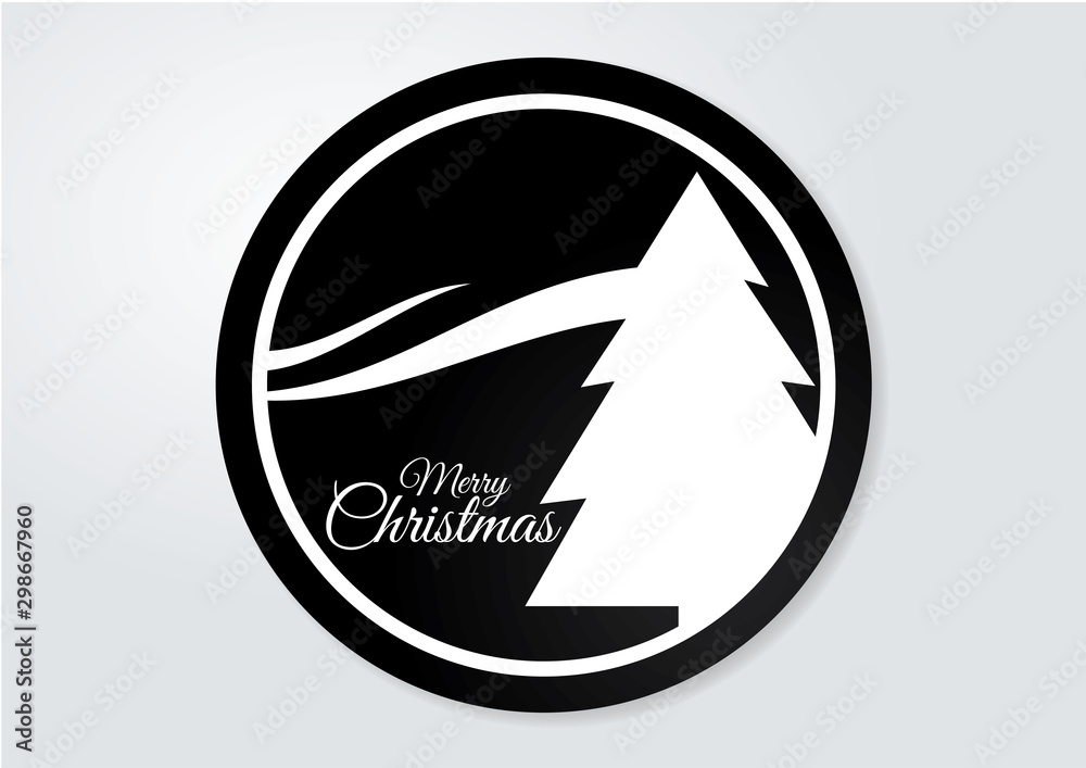 Christmas icon with black round background & christmas tree. Christmas icon with black round background & christmas tree.