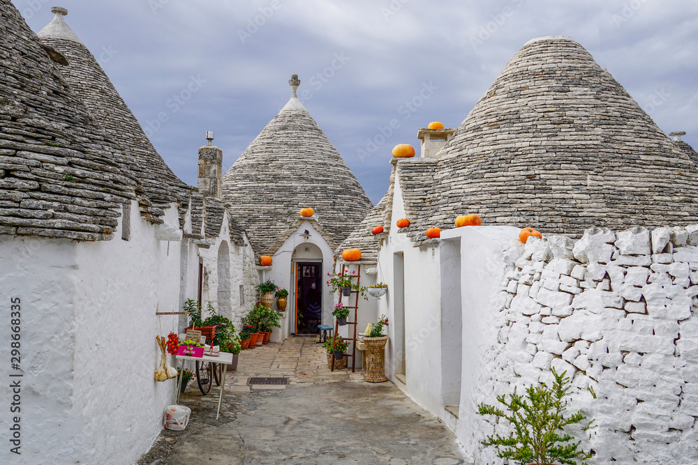 02_A fragment of the city of the round houses called Trulli, Alberobello, Italy.