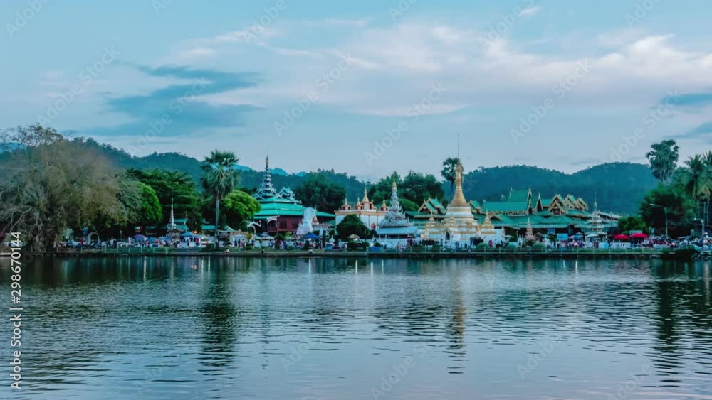 Beautiful temples in Mae Hong Son province, Thailand. (Day to Night Time Lapse) Beautiful temples in Mae Hong Son province, Thailand. (Day to Night Time Lapse)