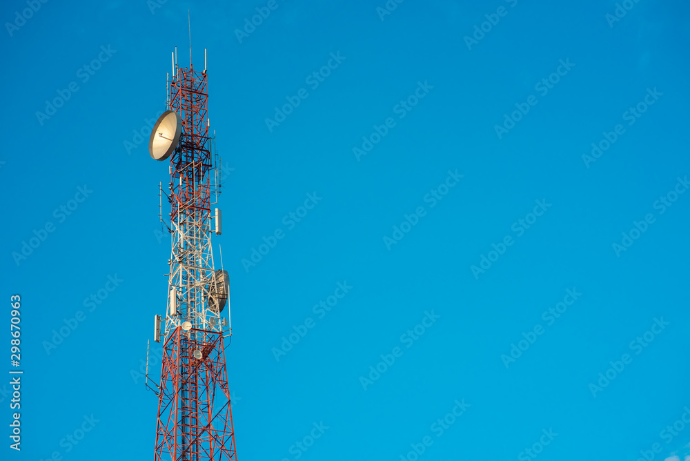 Telephone poles and sky,Internet signal tower and blue sky. Telephone poles and sky,Internet signal tower and blue sky.