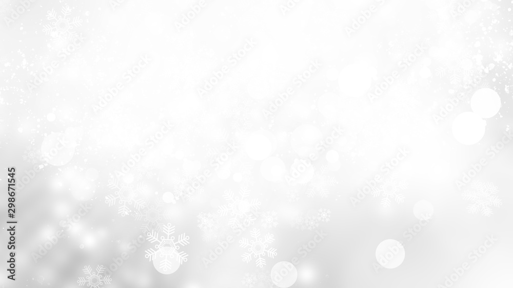 white and gray Christmas light with snowflake bokeh background, Winter backdrop wallpaper. white and gray Christmas light with snowflake bokeh background, Winter backdrop wallpaper.