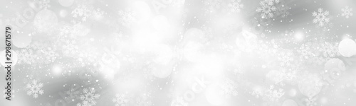 white and gray Christmas light with snowflake bokeh background  Winter backdrop wallpaper.