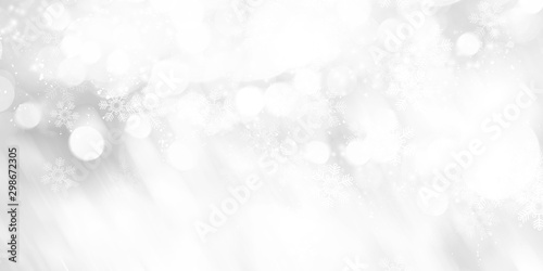 white and gray Christmas light with snowflake bokeh background  Winter backdrop wallpaper.