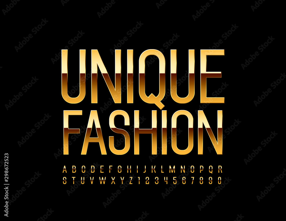 Vector stylish Logo Unique Fashion. Golden Elegant Font. Chic Alphabet Letters and Numbers. Vector stylish Logo Unique Fashion. Golden Elegant Font. Chic Alphabet Letters and Numbers.