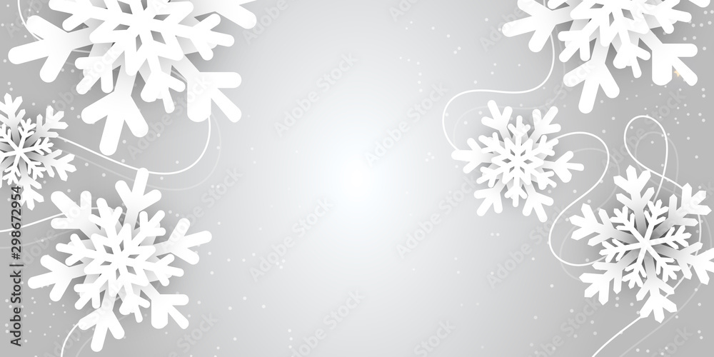 Merry Christmas and New Year abstract vector illustration with winter snowflake landscape for horizontal poster, greeting cards, headers, website Merry Christmas and New Year abstract vector illustration with winter snowflake landscape for horizontal poster, greeting cards, headers, website