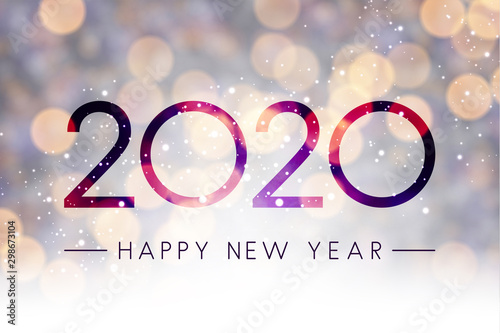 Blurred shiny Happy New Year 2020 background.