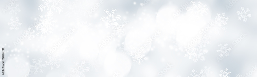 white and gray Christmas light with snowflake bokeh background, Winter backdrop wallpaper. white and gray Christmas light with snowflake bokeh background, Winter backdrop wallpaper.