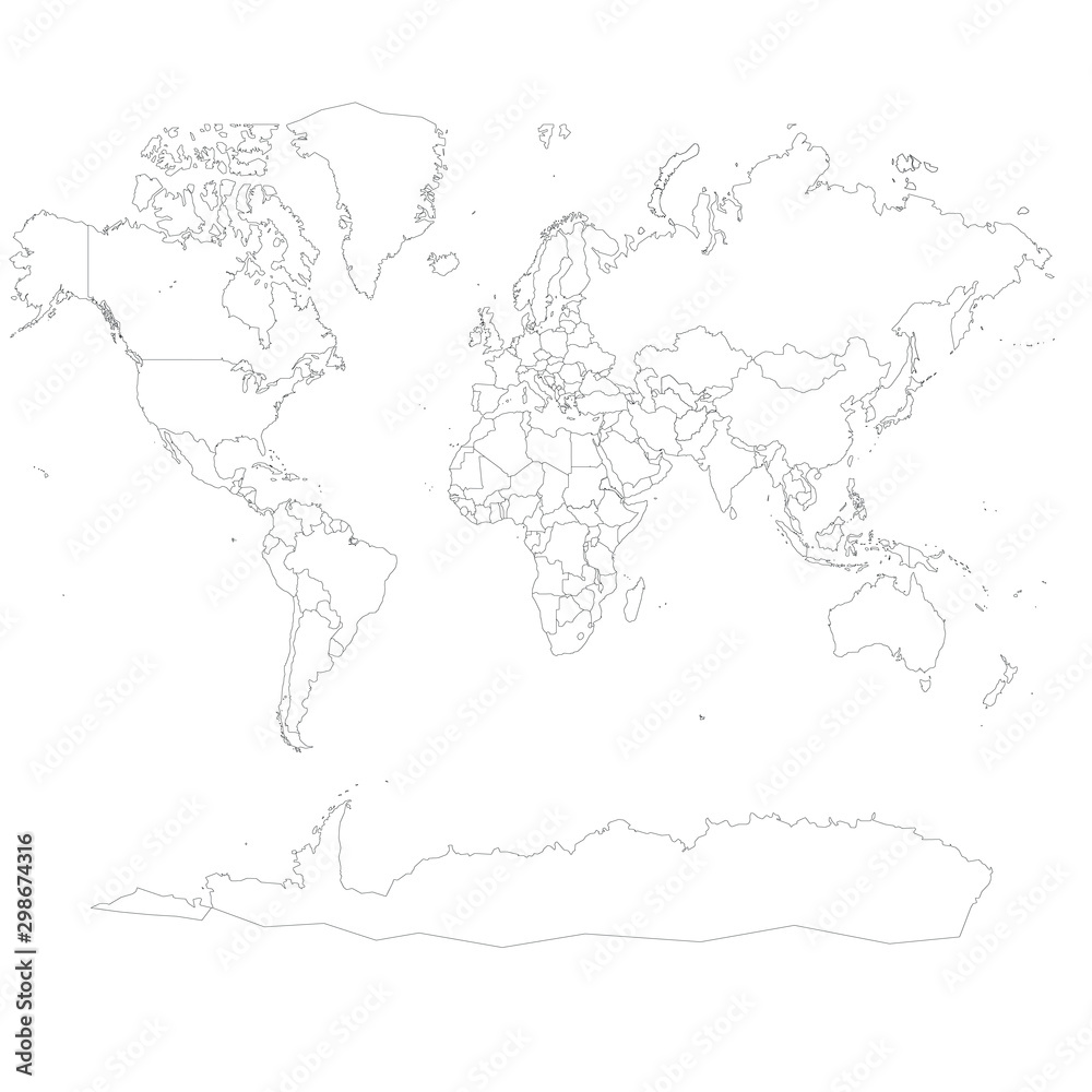 Outline World Map Silhouette isolated on background. Flat Earth template  for infographic, annual reports, presentation, cover. travel worldwide info  vector illustration. Trendy detailed design Векторный объект Stock | Adobe  Stock
