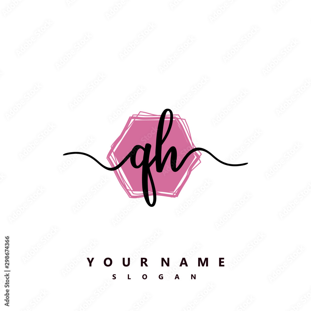 QH Initial handwriting logo vector QH Initial handwriting logo vector