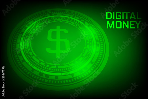 green digital money background