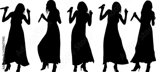 silhouettes of woman with microphone