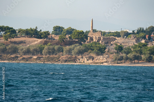 overview of the city of Egina on Aegina Island in Greece photo