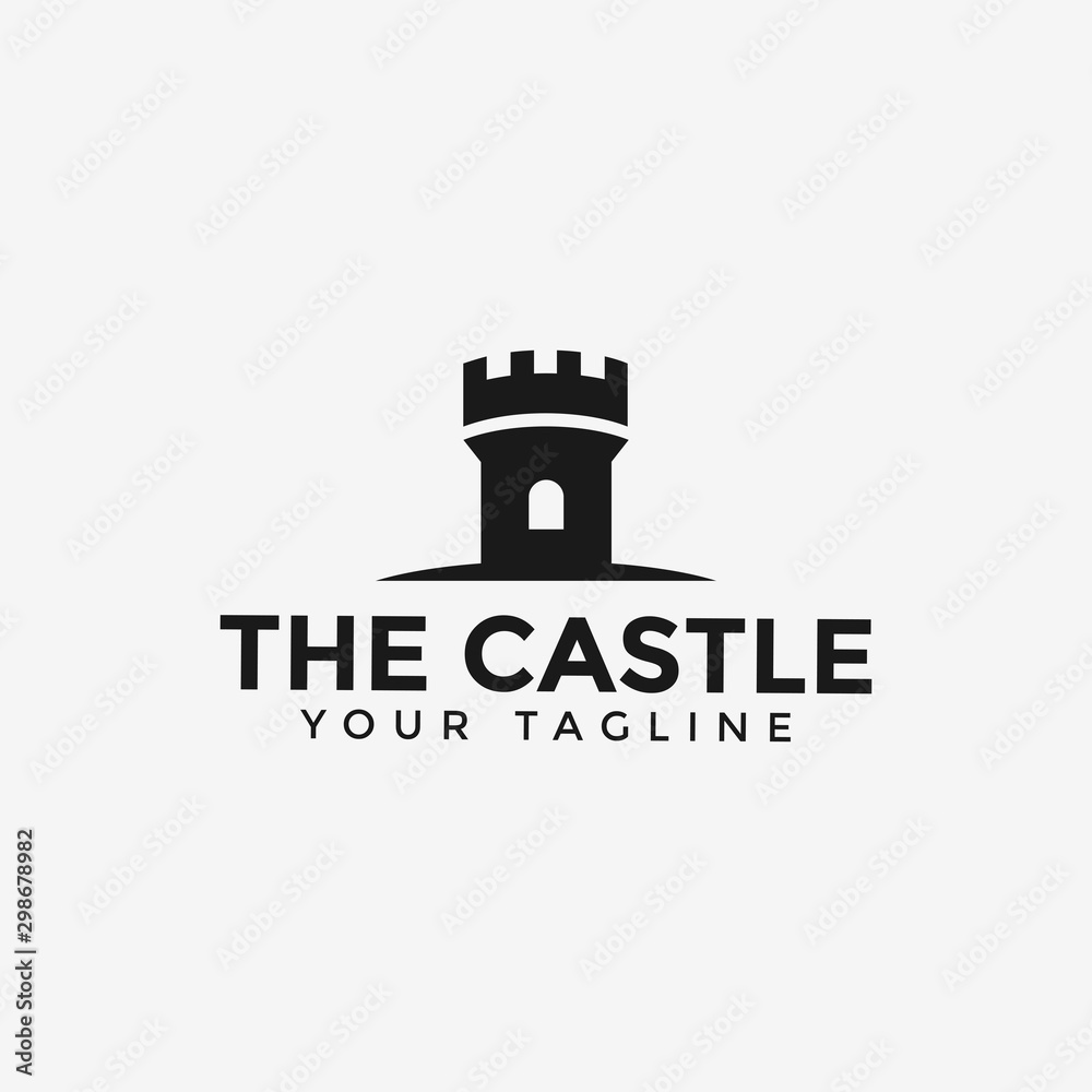 Castle Tower, Fortress Building Logo Design Template