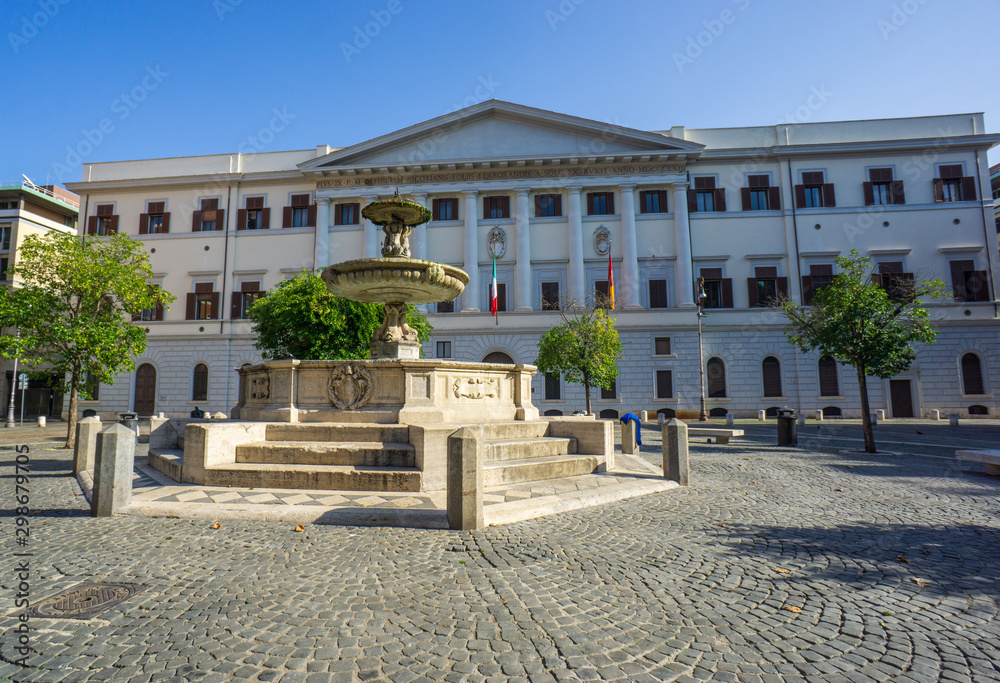 Palace of the General Directorate of State Monopolies in Mastai square, Trastevere, Rome, Italy