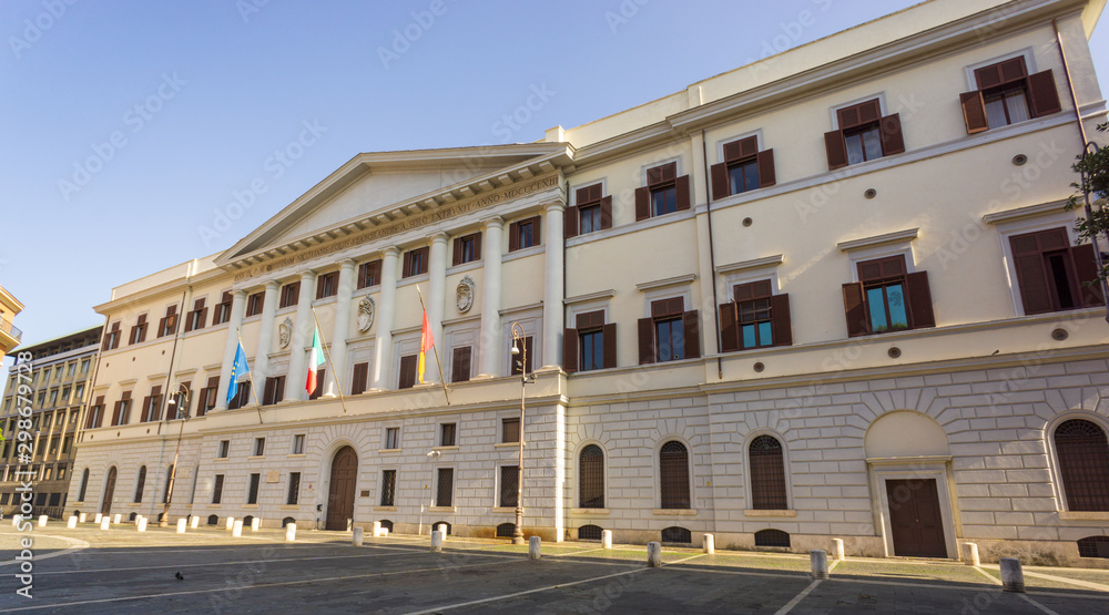 Palace of the General Directorate of State Monopolies in Mastai square, Trastevere, Rome, Italy