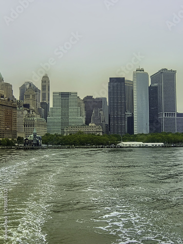 City buildings view from the ferry