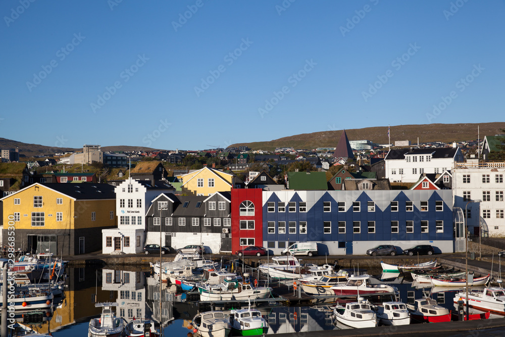 Torshavn, Faroe Islands, Denmark - 21 September 2019: View of port