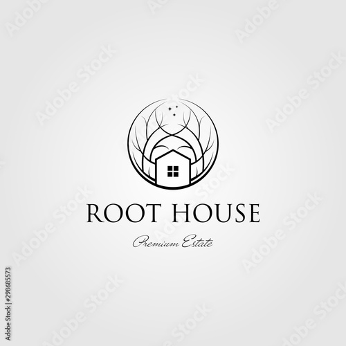 tree root house logo nature vector illustration design