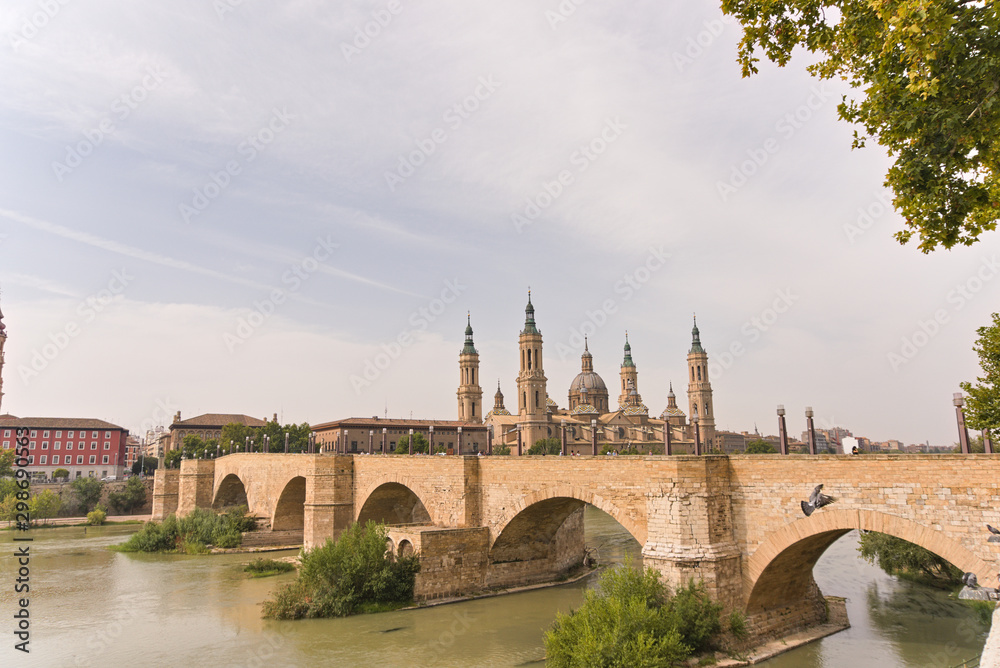 Medieval stone bridge in Zaragoza/Spain