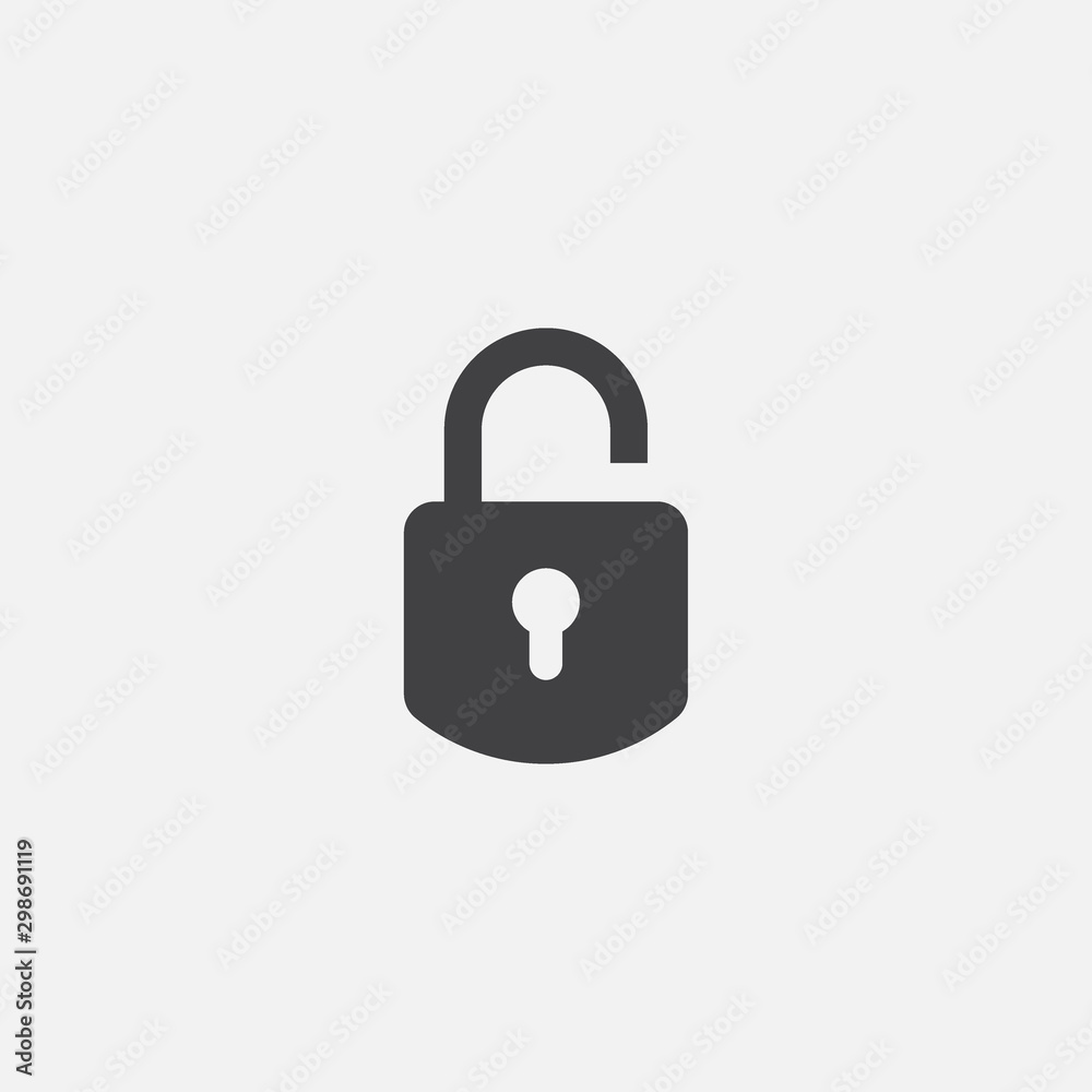 Padlock icon vector template, Black lock icon, Silhouette padlock for applications, sites. Private access icon, lock Vector illustration. Padlock icon vector template, Black lock icon, Silhouette padlock for applications, sites. Private access icon, lock Vector illustration.