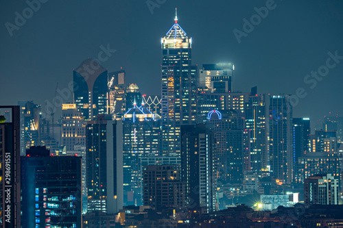 Bangkok business district at night time.