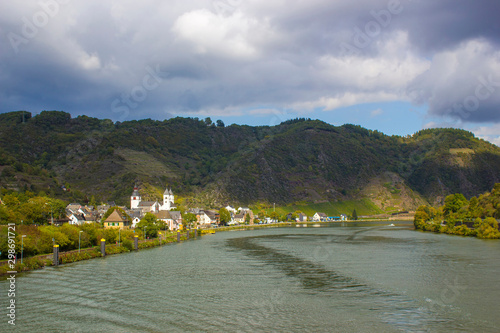 View of Treis-Karden town with the Moselle river in Germany