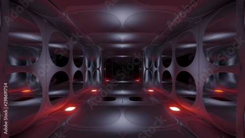 clean futuristic alien scifi fantasy hangar tunnel corridor 3d rendering background wallpaper