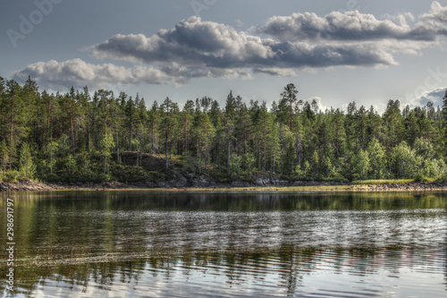 HDR shot with tone mapping effect at the stream Skelleftealven in Vasterbotten, Sweden © jojoo64
