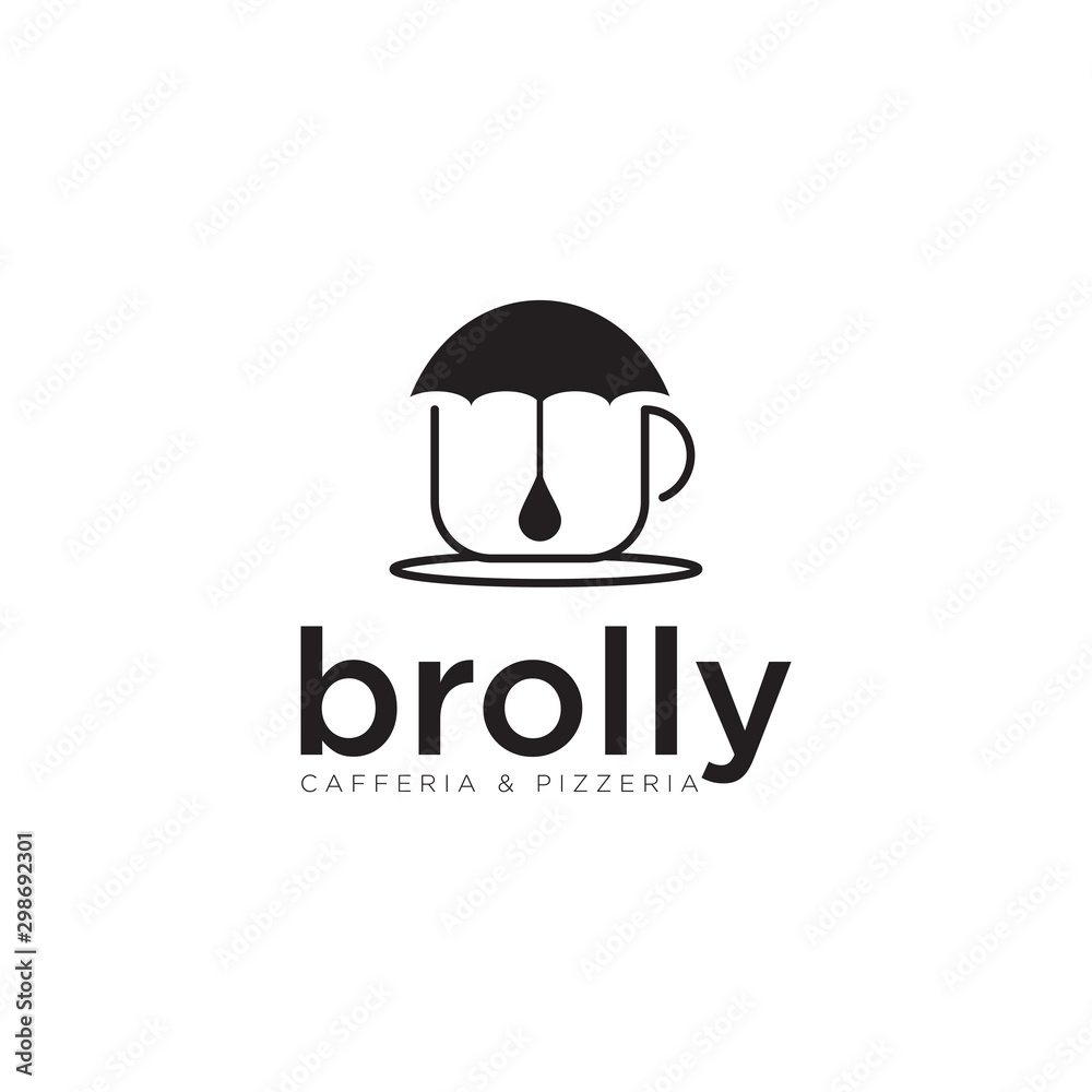 Obraz premium logo browlly, with umbrella and cup vector