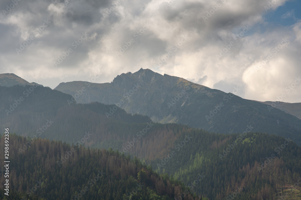 Panorama of Tatra Mountains in summer time, Dark day