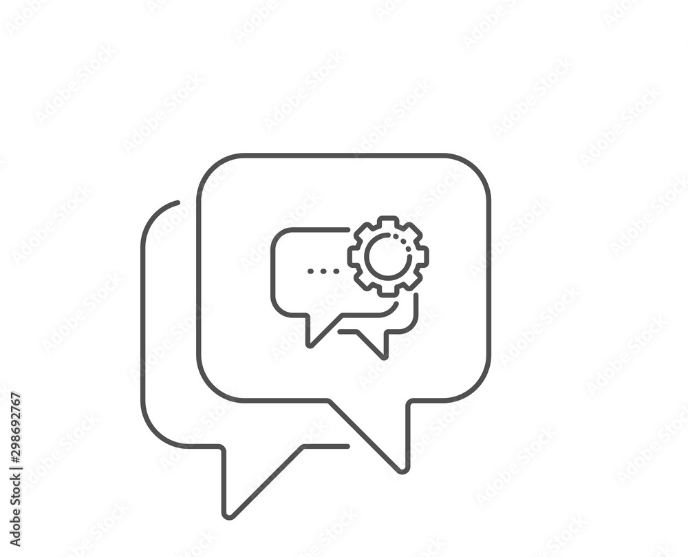 Employees messenger line icon. Chat bubble design. Speech bubble sign. Chat message symbol. Outline concept. Thin line employees messenger icon. Vector Employees messenger line icon. Chat bubble design. Speech bubble sign. Chat message symbol. Outline concept. Thin line employees messenger icon. Vector