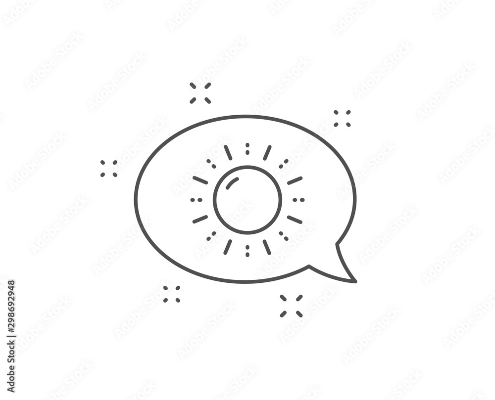 Sun energy line icon. Chat bubble design. Solar sign. Ecology power symbol. Outline concept. Thin line sun energy icon. Vector Sun energy line icon. Chat bubble design. Solar sign. Ecology power symbol. Outline concept. Thin line sun energy icon. Vector