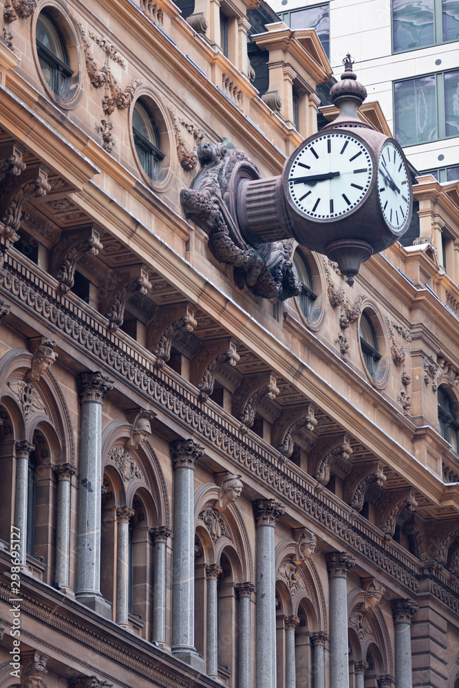 clock on historic building in Sydney, Australia