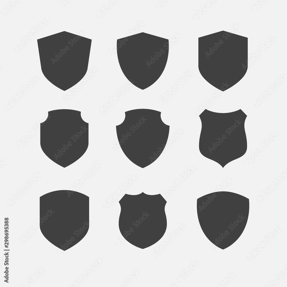 Simple security icon set, shield icon set, Vector simple shield icon set, Filled flat sign, Protection shield symbol icon set, shield vector illustration